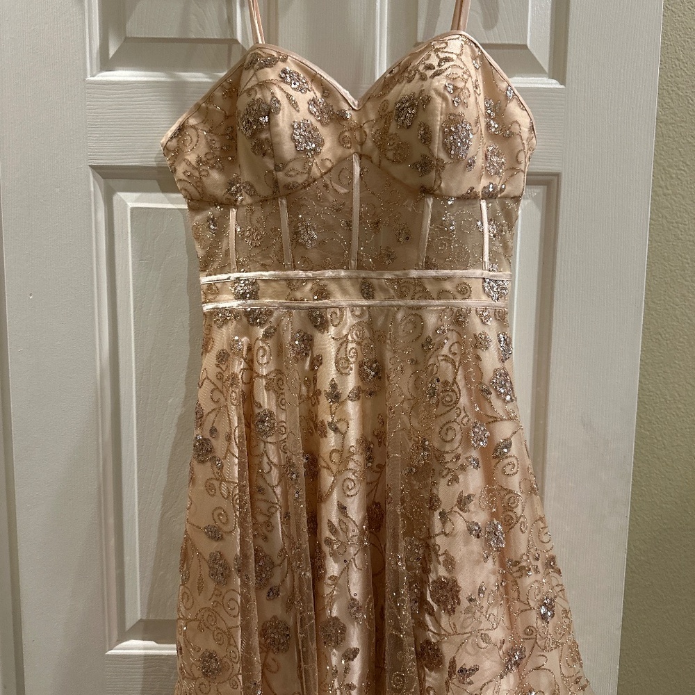 Homecoming or Prom Dress Peach Sequence Size 10
